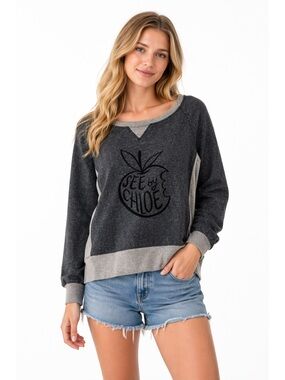 See By Chloe Vintage Apple Graphic Logo Gray Crewneck Sweatshirt